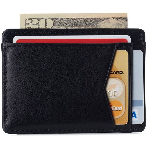 Alpine Swiss Mens RFID Safe Front Pocket Wallet Smooth Leather Slim Card Holder - Picture 2 of 6